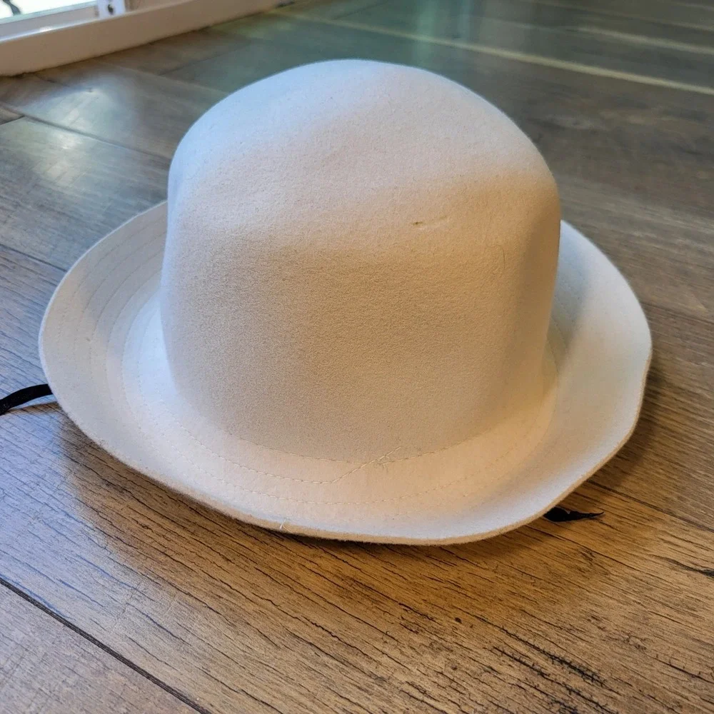 Phenix 100% Wool Bucket Hat Cream Off White Felt One Size Adjustable Brim Hat